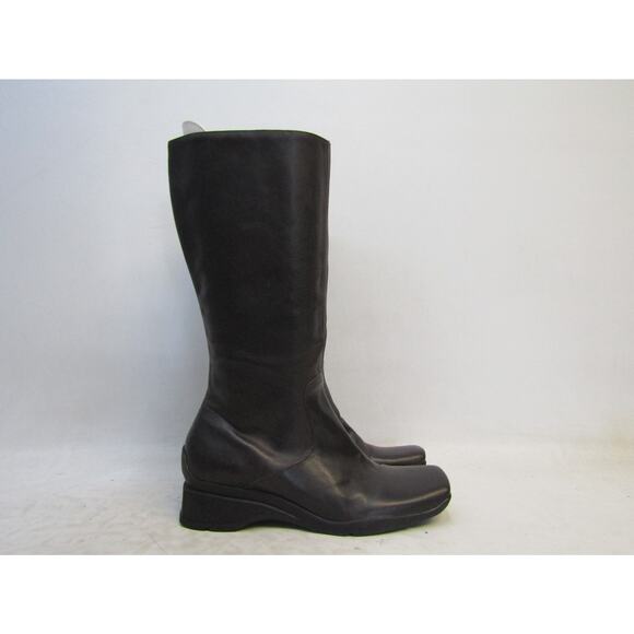 NINE WEST Size 5 M Brown Leather Zip 13" Knee High Fashion Boots - Picture 3 of 11